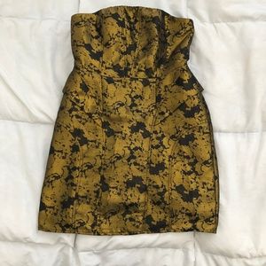 Gold Foil Strapless New Years Eve Dress